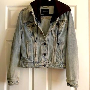 Jean jacket with black hoodie